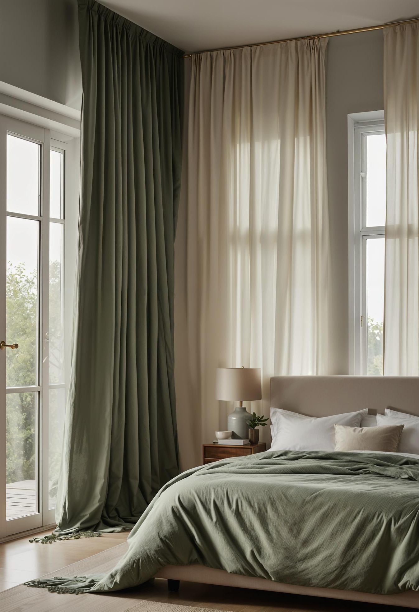 23. Pairing Sage and Cream Curtains