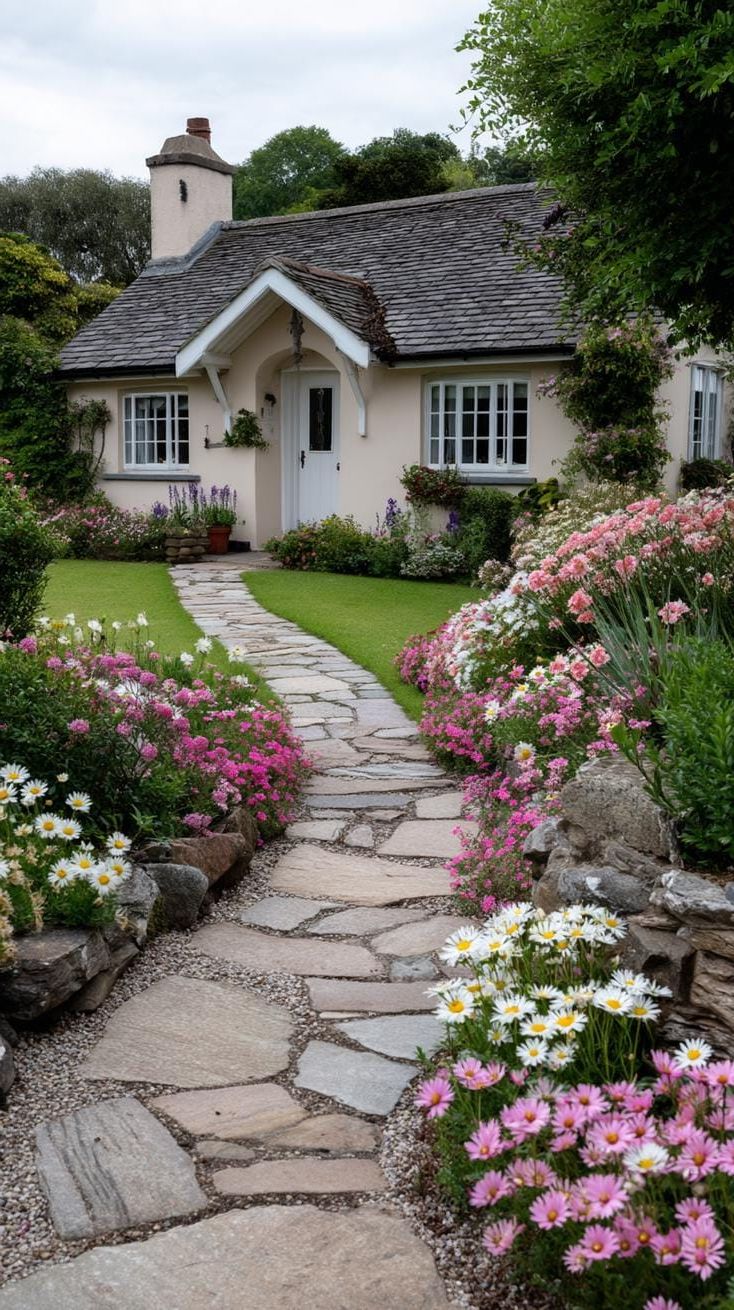 27. A Garden Path Lined With Overflowing Beds