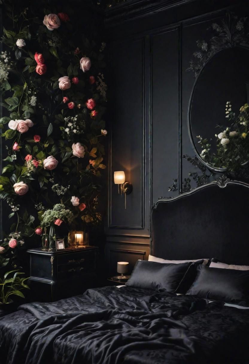 6. Midnight Garden Botanical Wallpaper