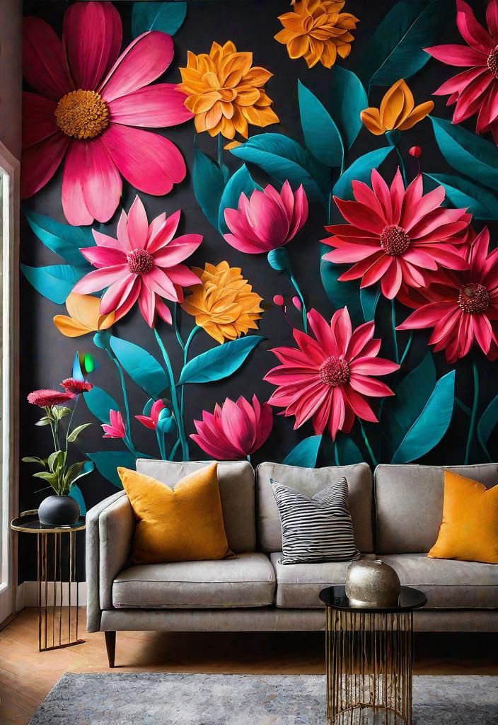 2. Bold Floral Wallpaper Accent Wall