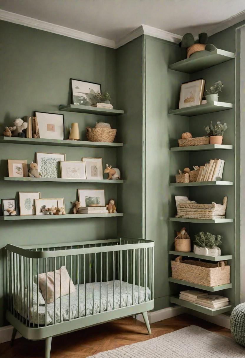 42. Displaying a Sage Green Bookshelf