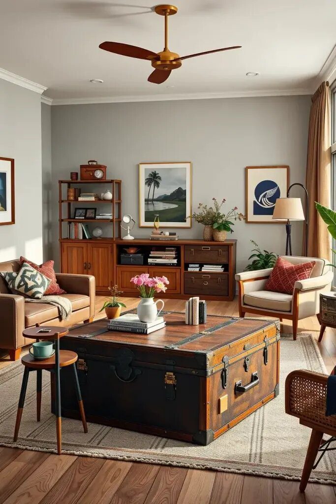 1. Using Vintage Trunks and Chests as Living Room Accents - photo 2