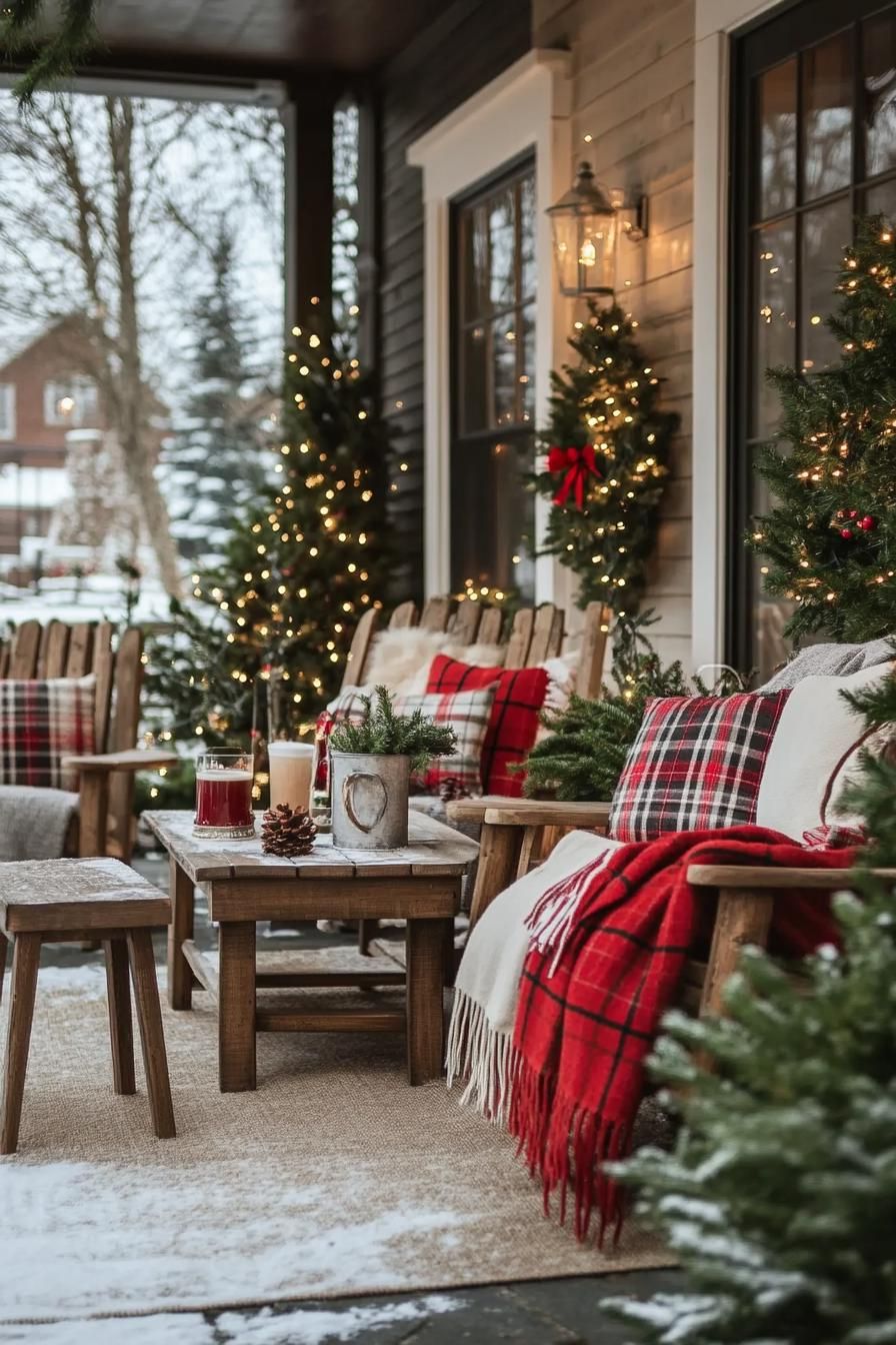 5. Cozy Buffalo Plaid Porch Seating - photo 3