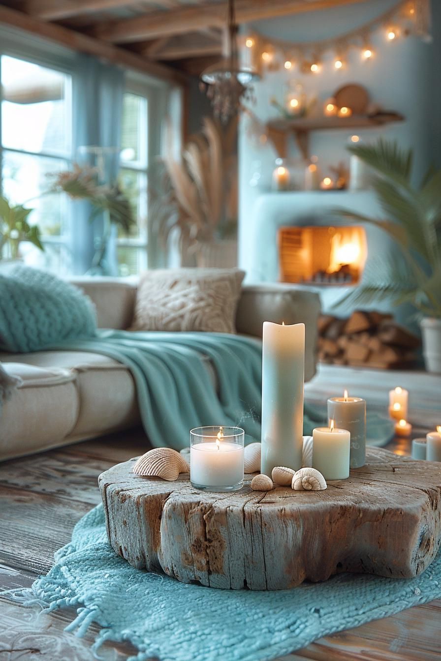 13. Candle Holders Made from Beach Finds