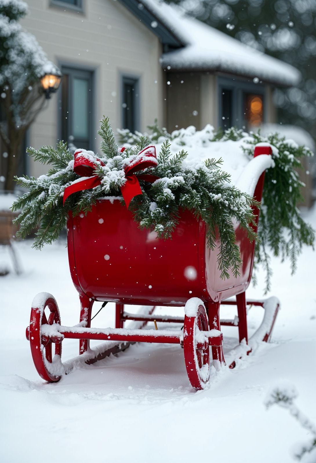 16. Red Sled Display Decor Ideas
