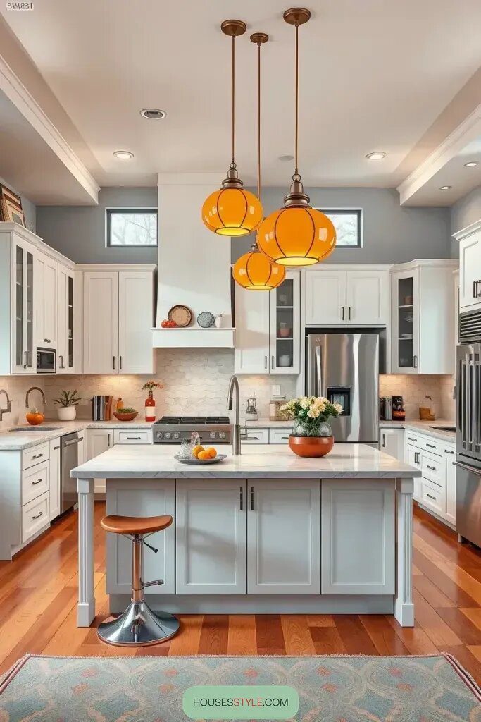 50s-Style Ceiling Fixtures in Bold Color