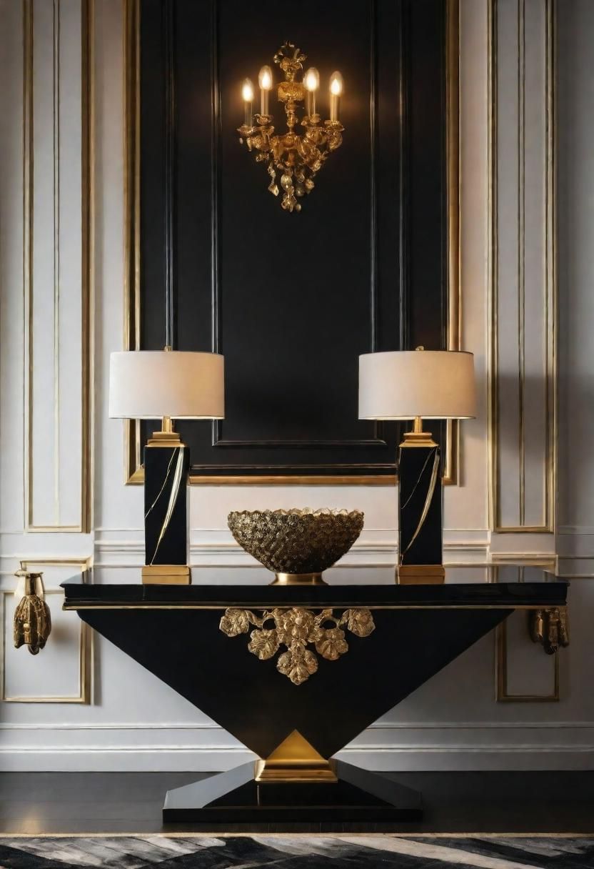 22. Black & Gold Entryway Elegance