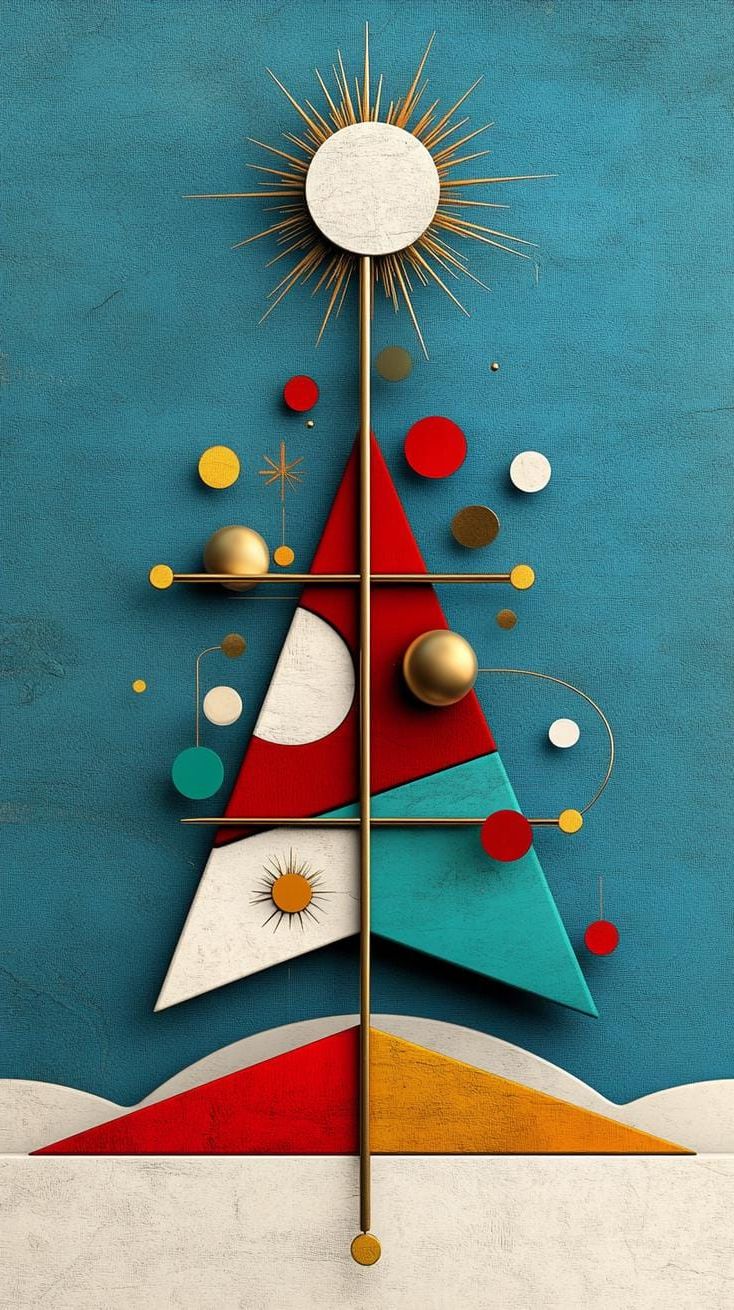 9. Teal and gold minimalist tree line art - photo 2