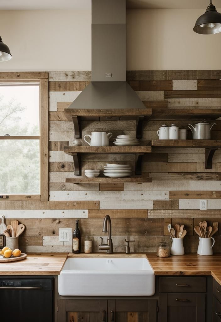28. Rustic Wood Backsplash Looks