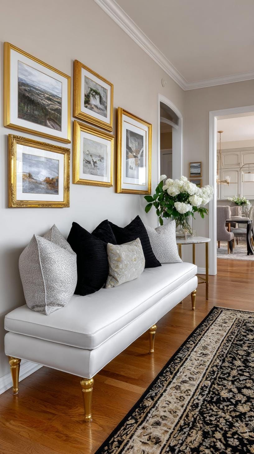 31. Gold-Trimmed Frames with Balanced Spacing