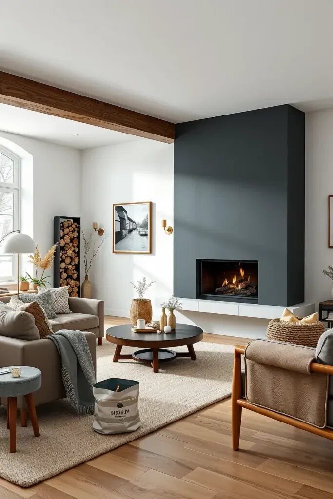Simple Nordic Fireplace Design Ideas