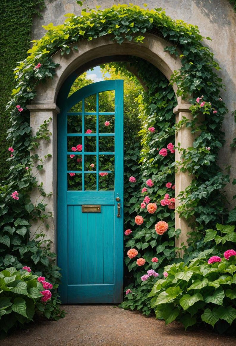 19. Painted Mural on a Garden Door