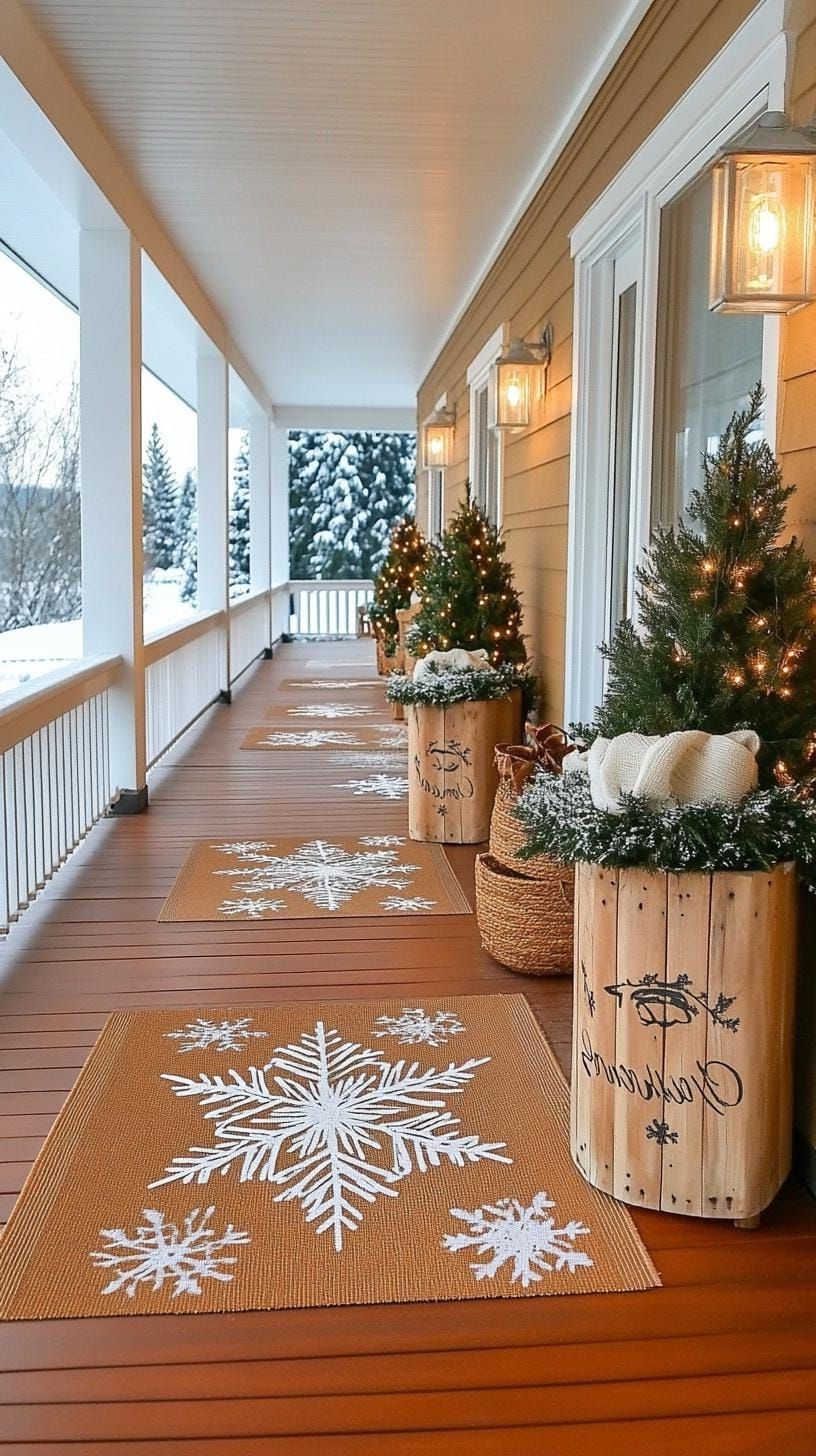 10. Snowflake Stencils for Wooden Welcome Signs