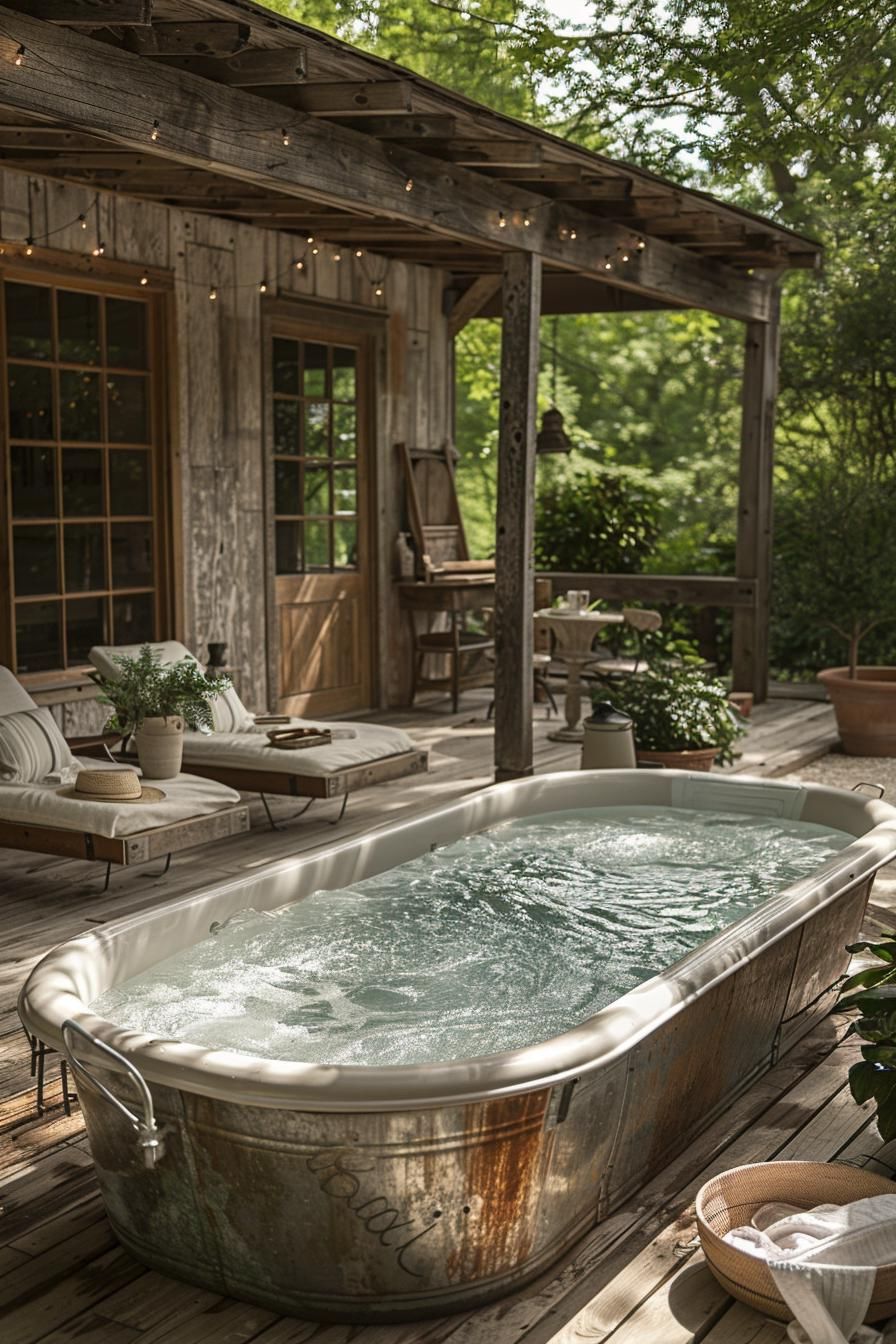 4. Rustic Farmhouse Pool Design Inspiration