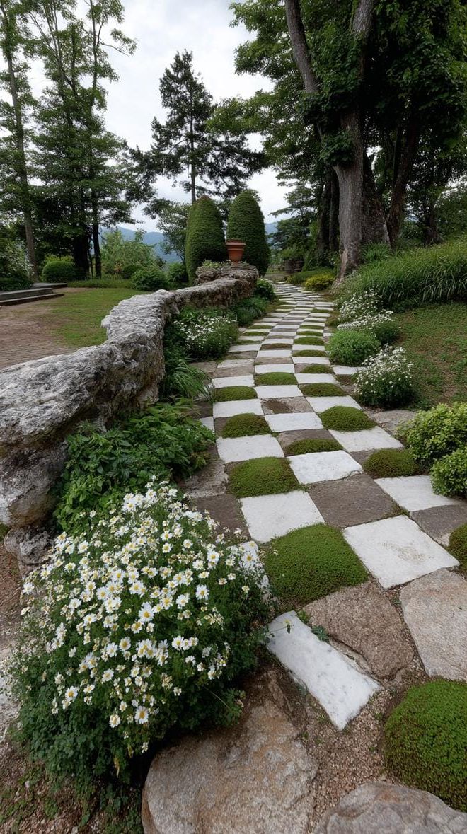 27. Checkerboard Rock Path with Flower Accents - photo 2