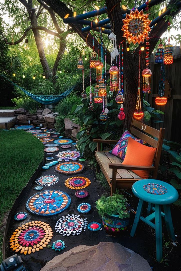 7. Colorful Mosaic Pathway Designs