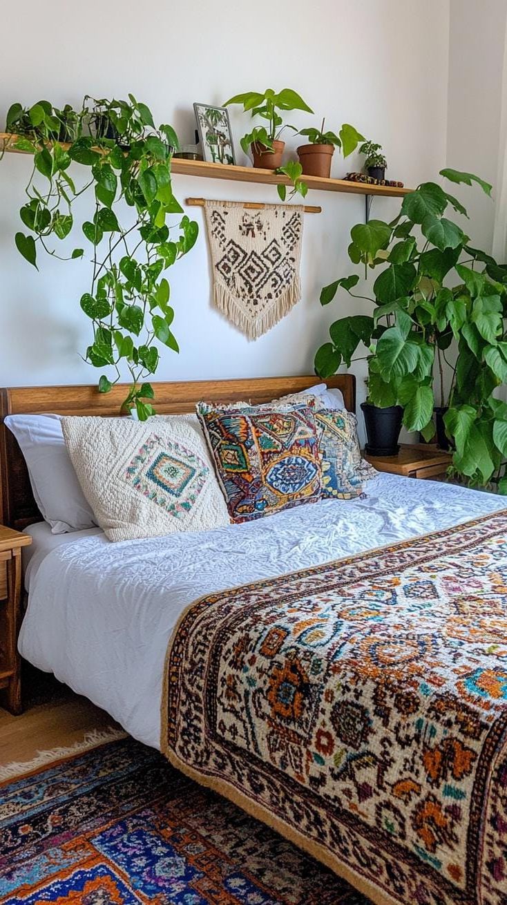 2. Boho style with woven hangings and greenery - photo 4