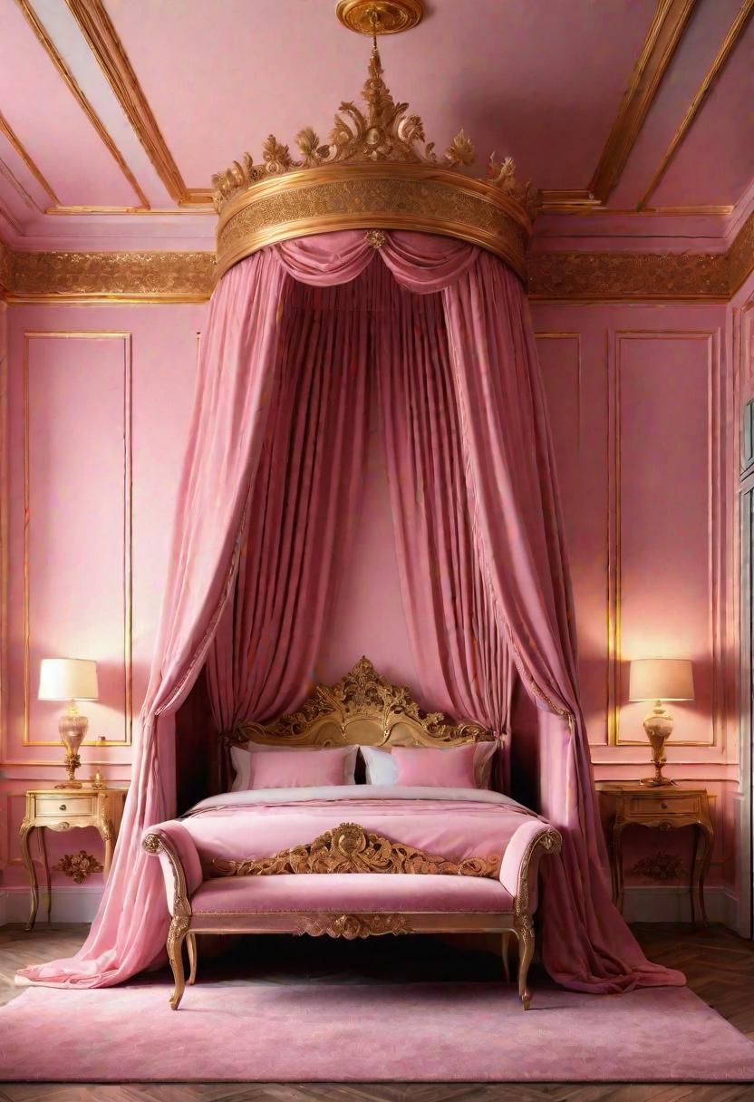 25. Pink Bedroom with Crown Molding Detail