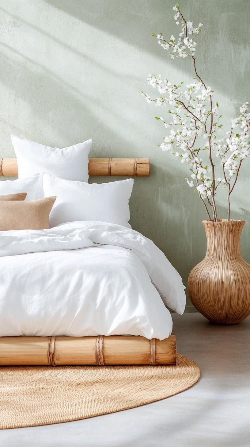 3. Zen-Inspired Retreat with Sage Green Walls and Bamboo Decor - photo 2