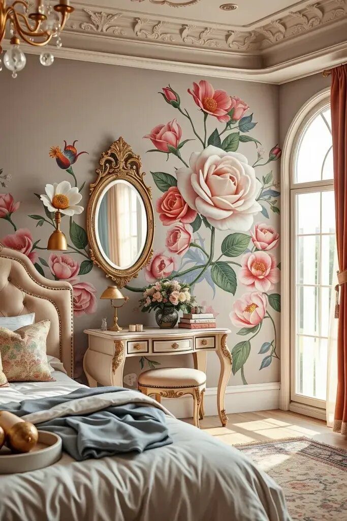 Floral Accent Wall Murals for a Feminine Touch