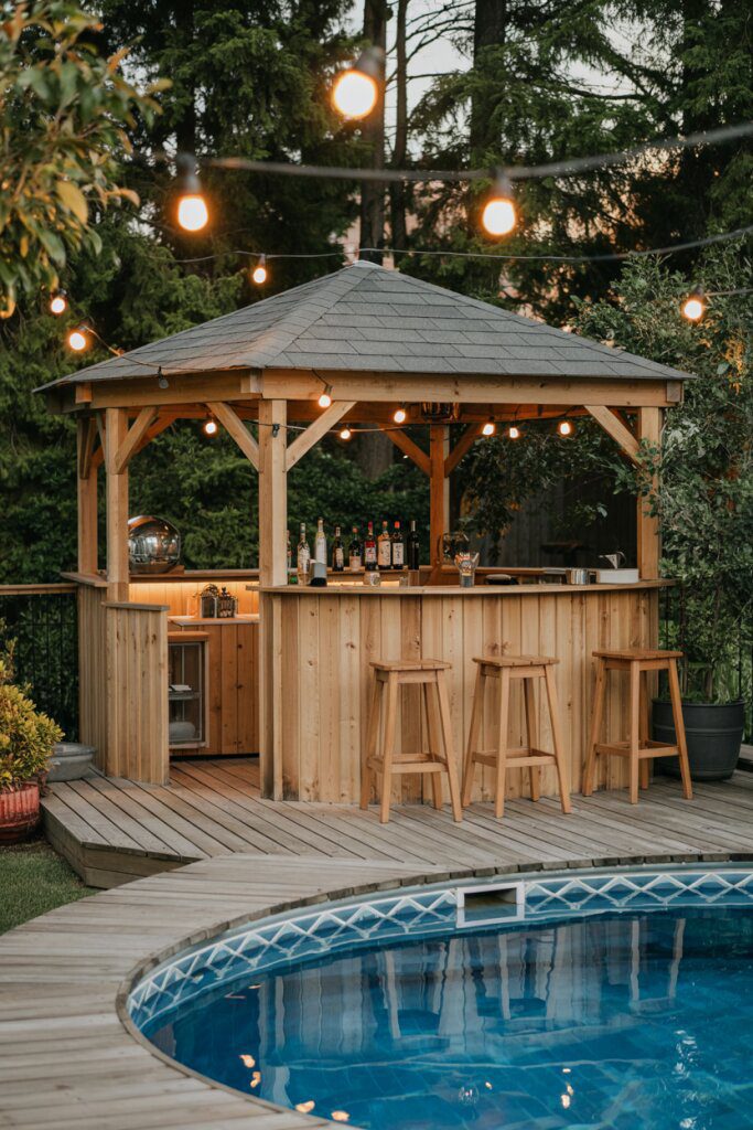 3. Wraparound Deck for Oval Pools with a Bar