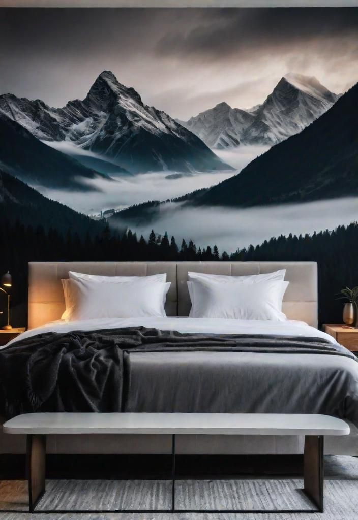 7. Misty Mountain Mural Bedroom
