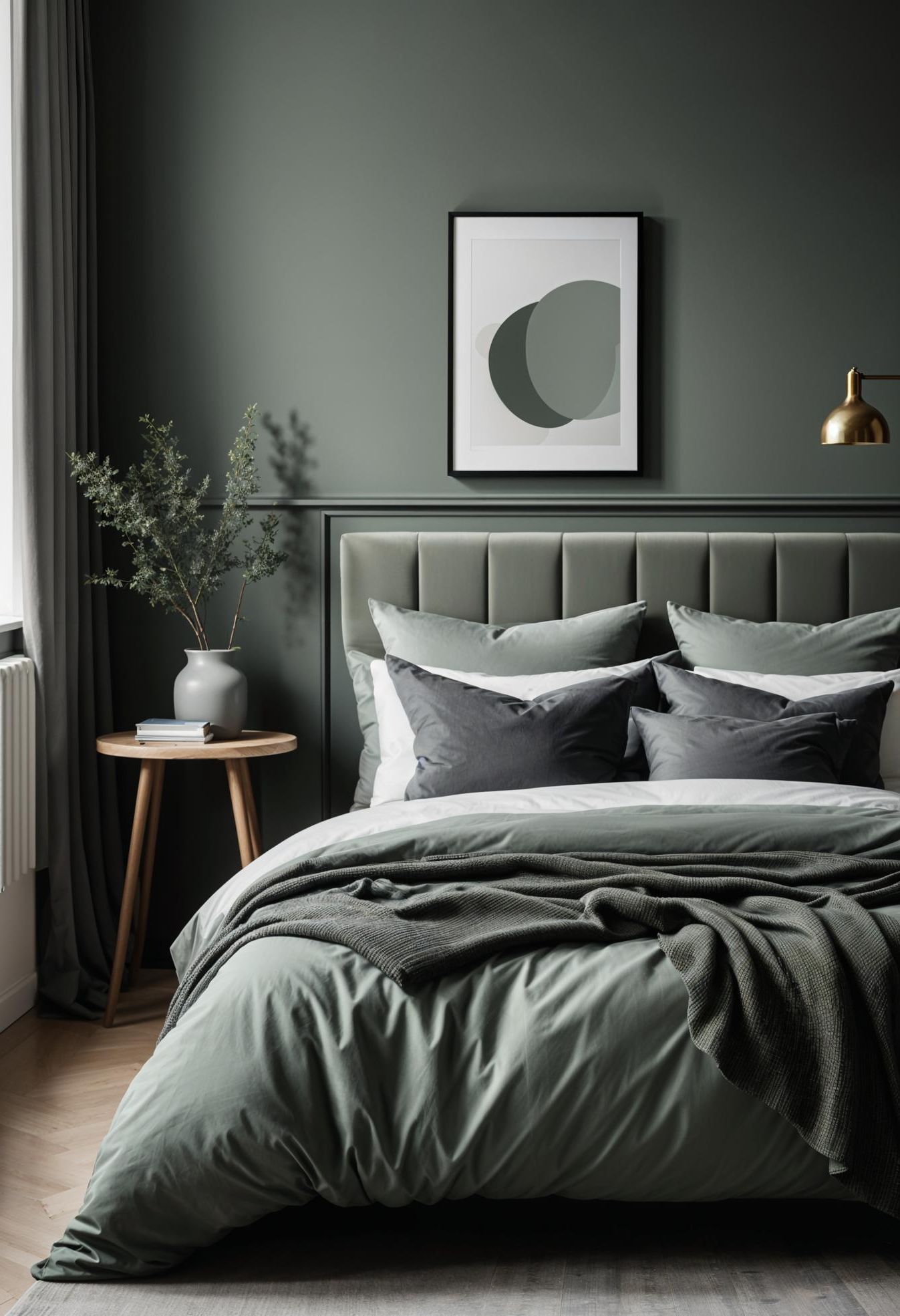 9. Sage and Charcoal Scandinavian Bedroom - photo 2