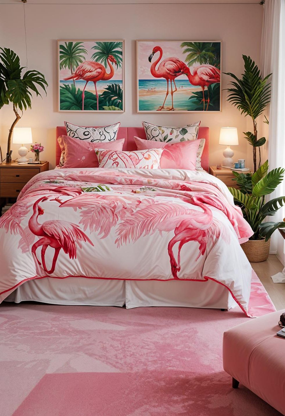 5. Flamingo-Themed Coastal Bedroom Look - photo 2
