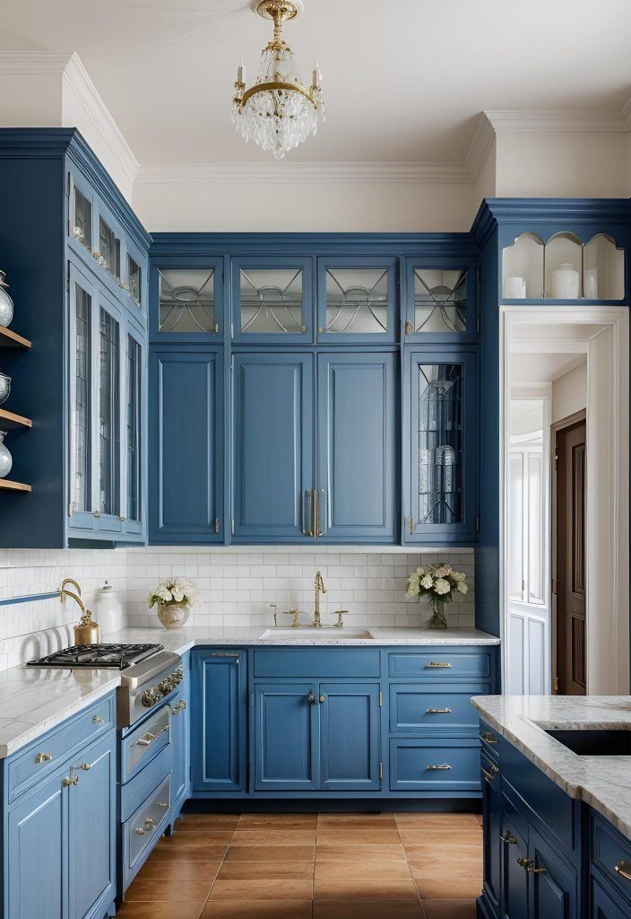 22. Elegant French Blue Cabinet Style