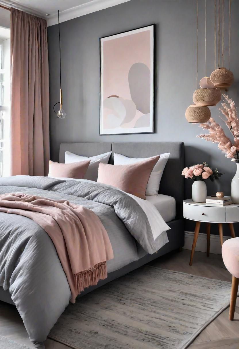 6. Romantic Grey and Blush Decor