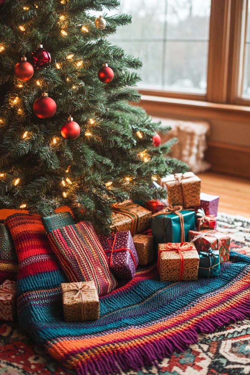10. Boho Shawls for Christmas Trees