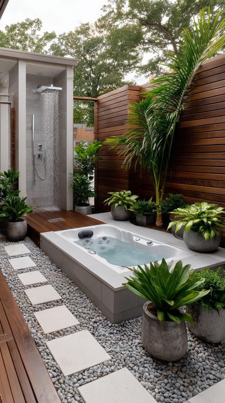 30. Outdoor shower and hot tub combo in a wet zone - photo 2