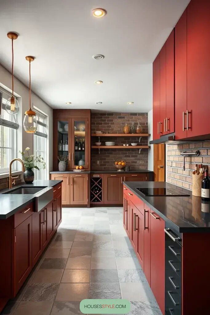 Matte Red Cabinets for a Sophisticated Look