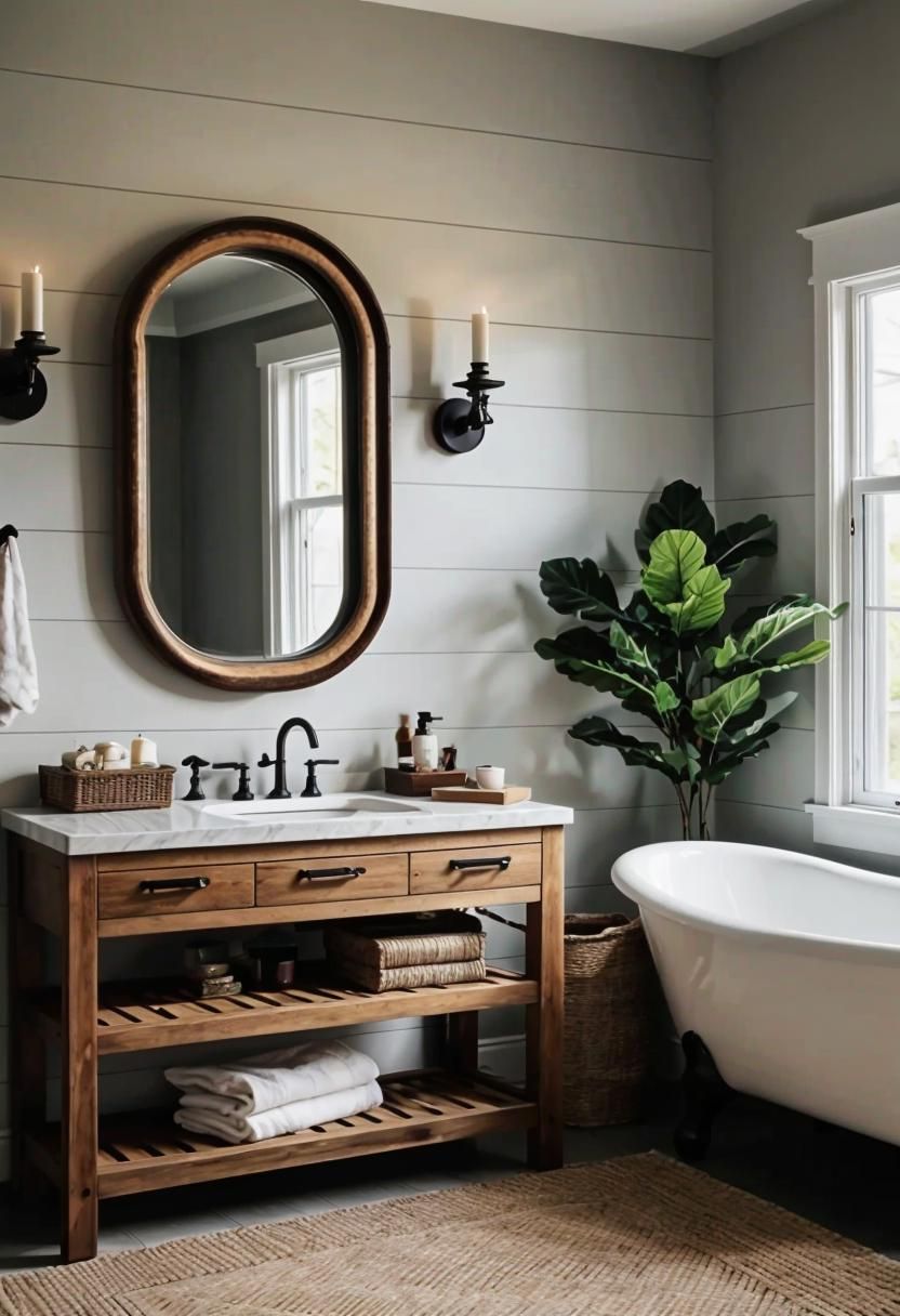 24. Rustic Vanity Seat Trend Ideas