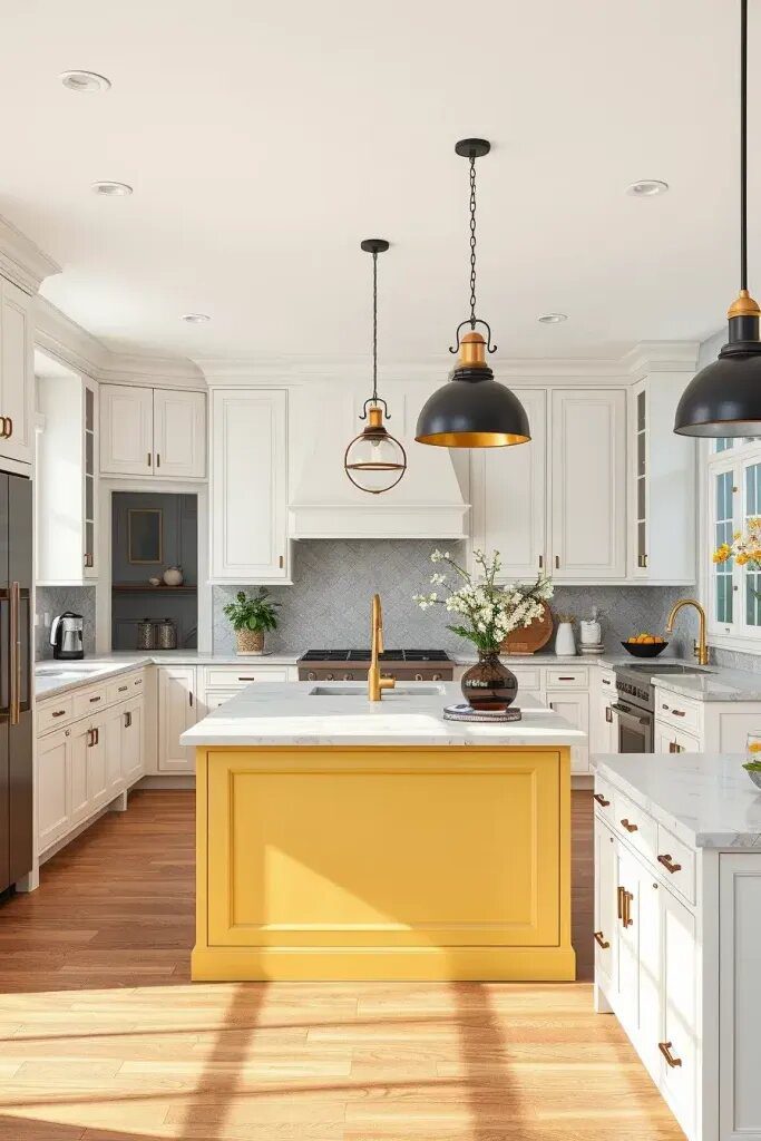 Sleek Butter Yellow Kitchen Islands As A Statement Piece - photo 2