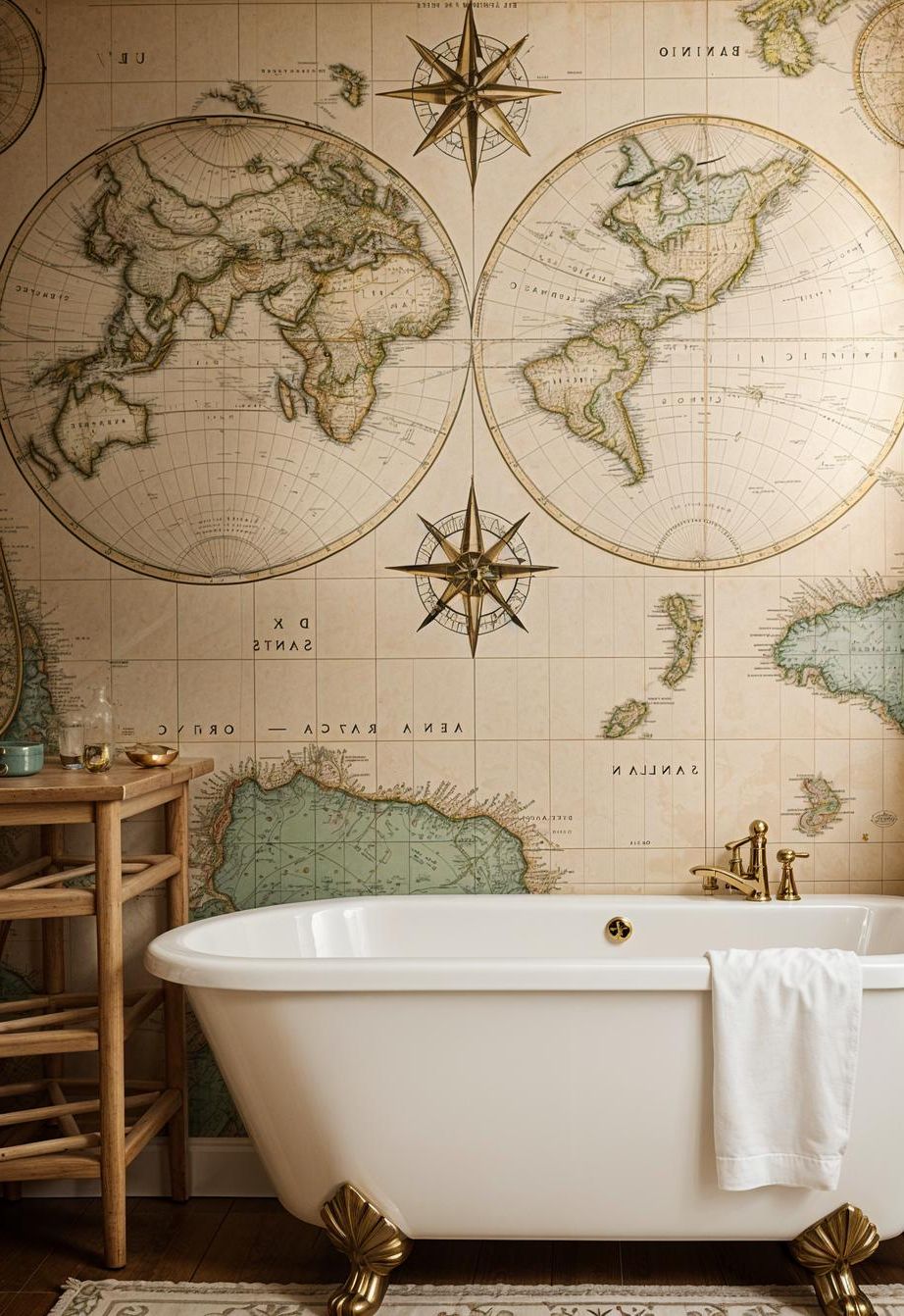 14. Old-World Map Wallpaper Style