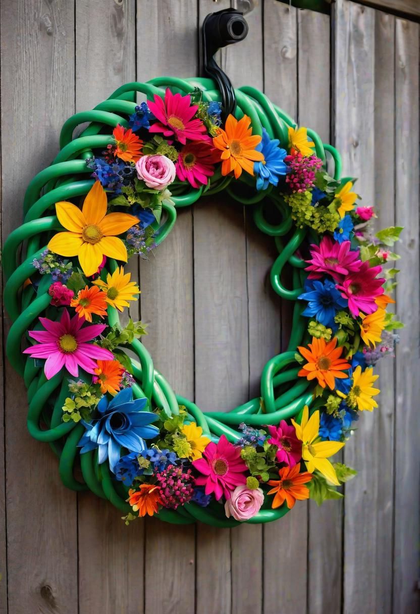 17. Wreath Made From Garden Hose