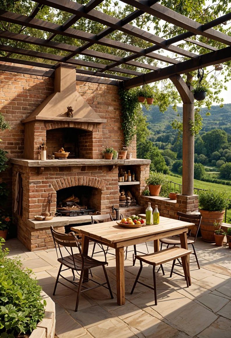 19. Italian Rustic Outdoor Kitchen Escape