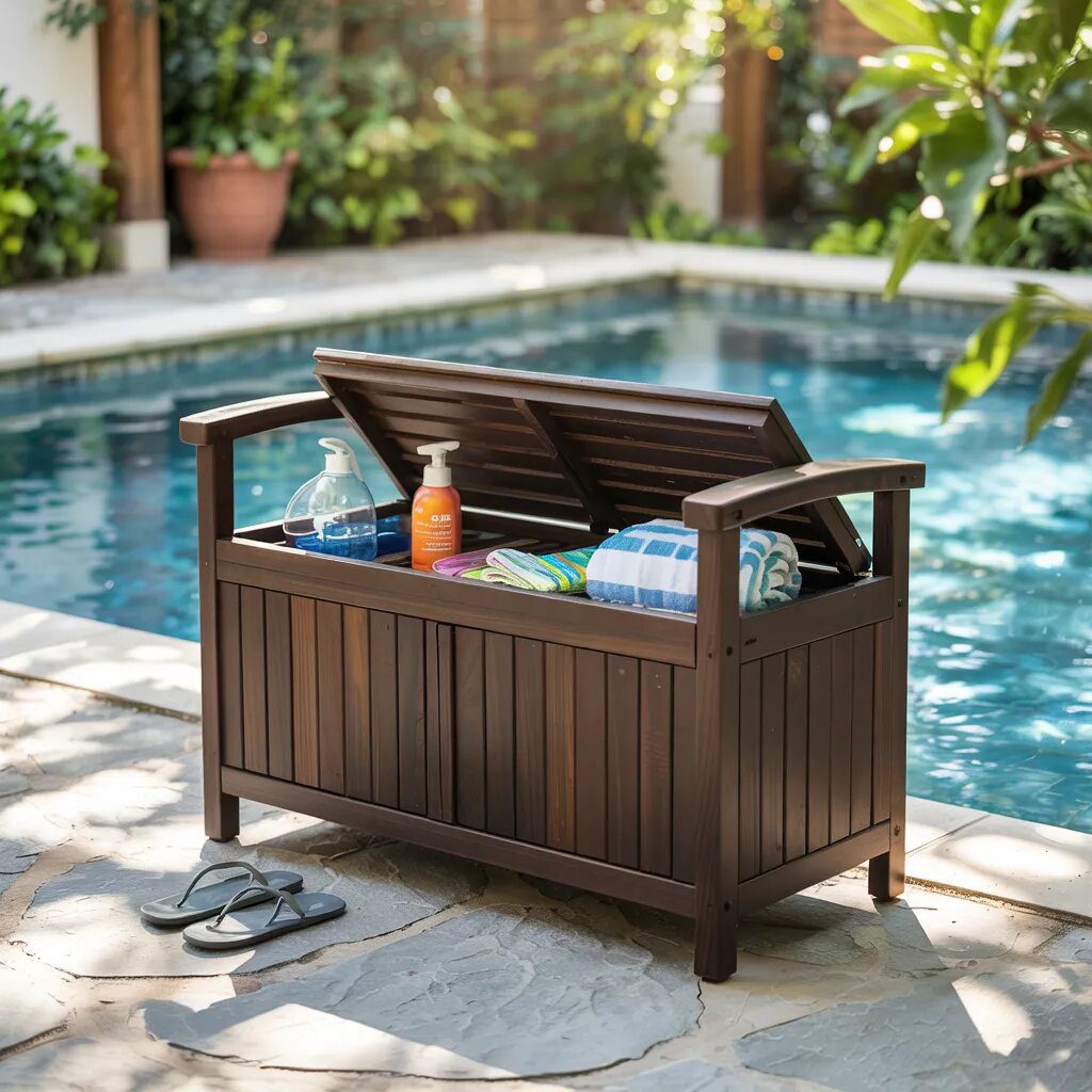 A Storage Bench for the Pool Deck