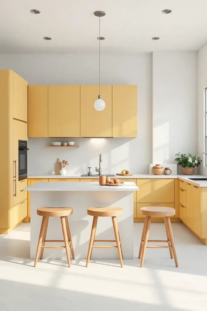 Minimalist Kitchens Warmed Up With Yellow Accents