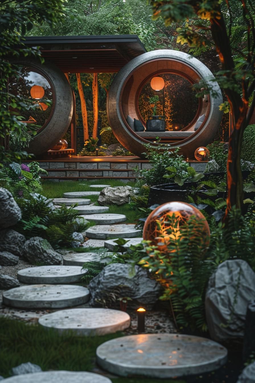 27. Sculpted Spheres as Garden Accents