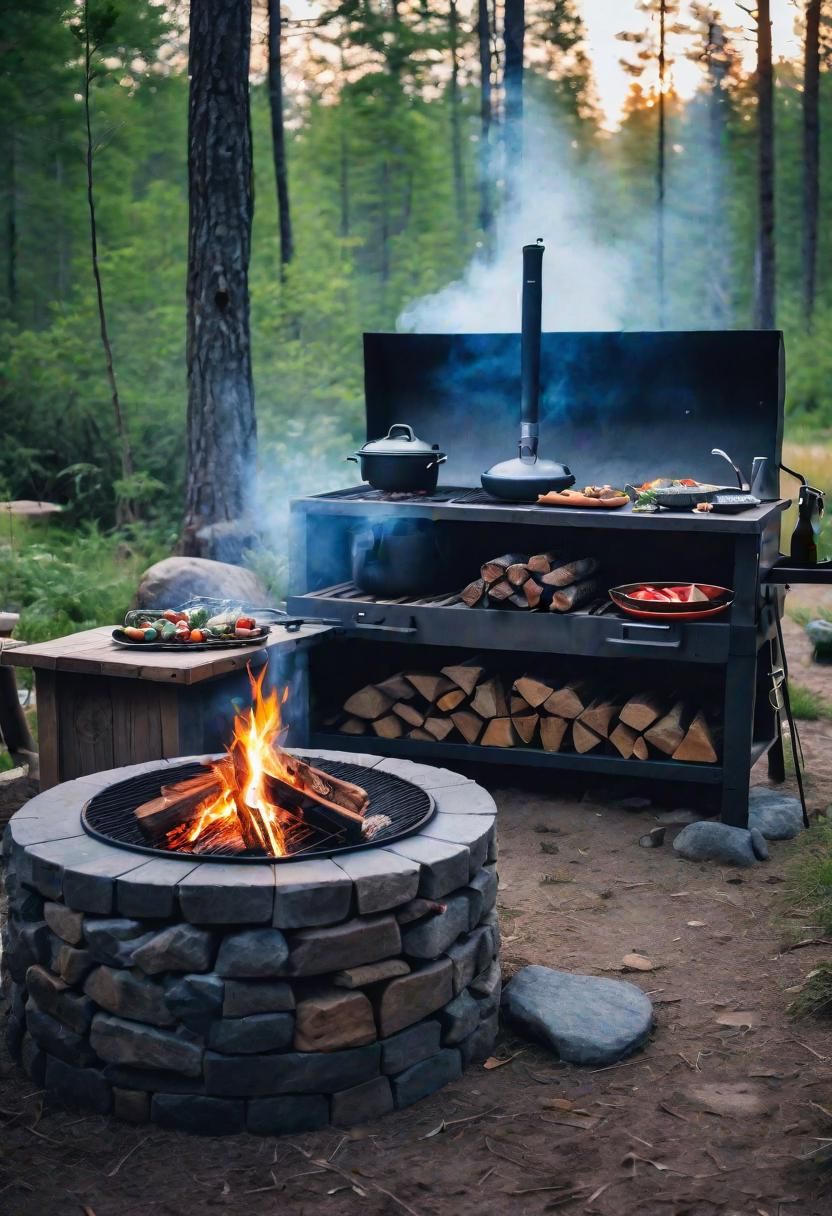 35. Survivalist Outdoor Kitchen with Fire Pit