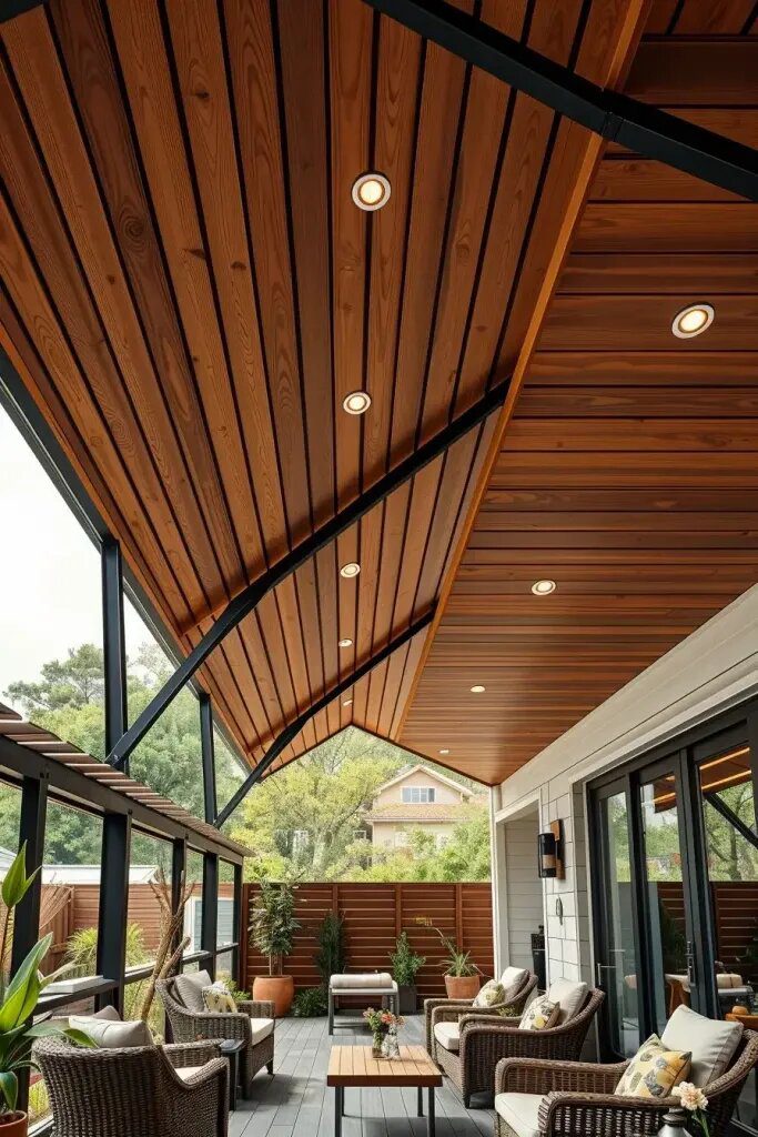 Slatted Wood and Metal Ceilings as a Design Statement