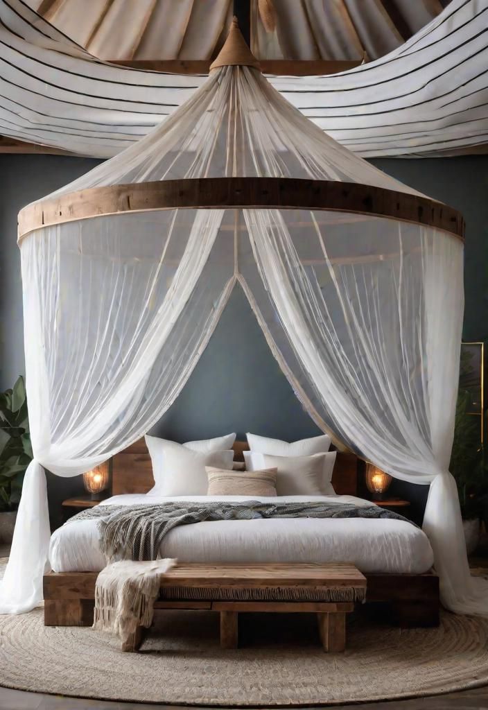 8. Boho Canopy Bed Styling Ideas