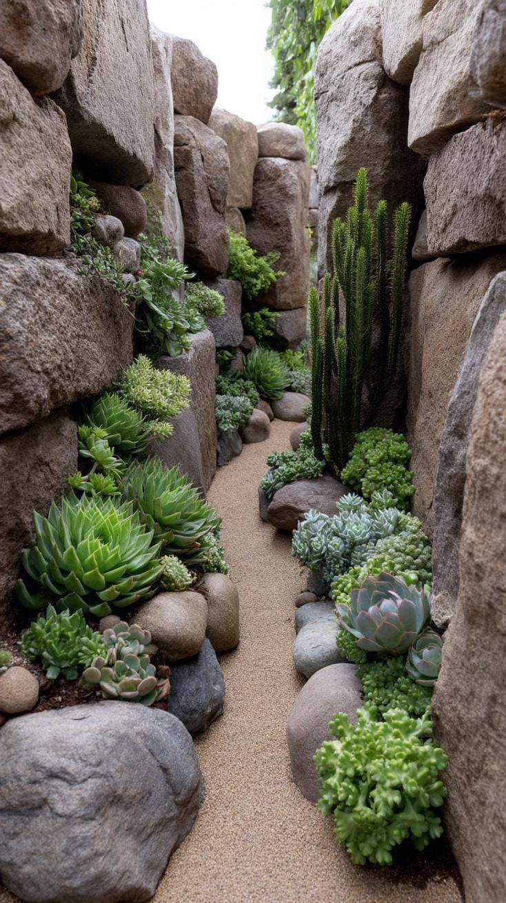 23. Cozy Rock Garden Filled with Succulents