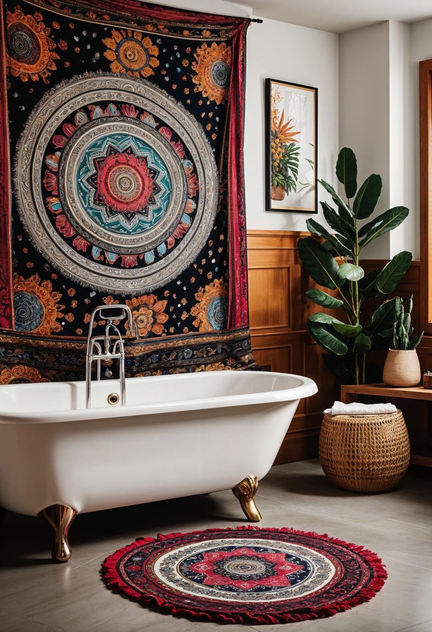 18. Styling Boho Tapestries in the Bathroom - photo 2