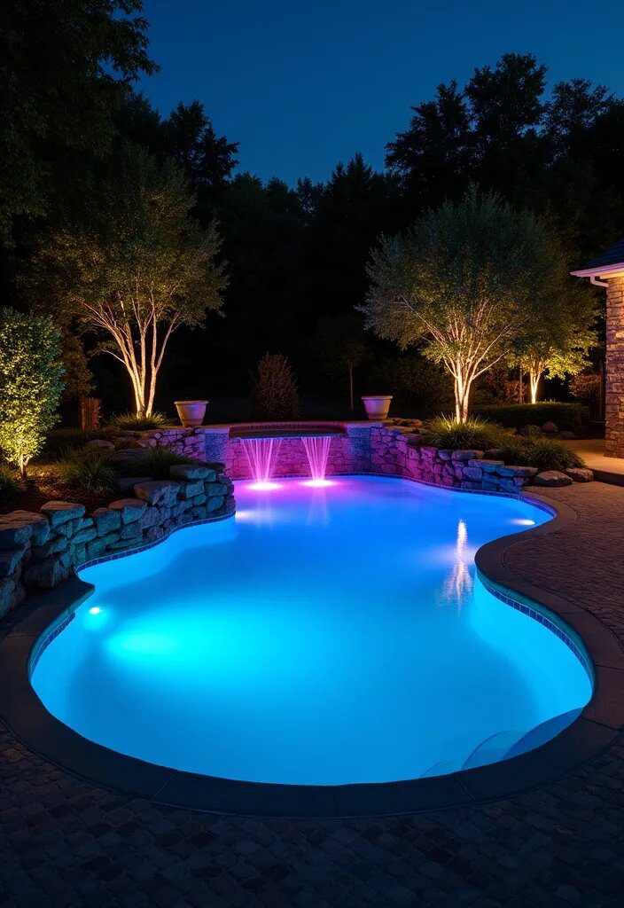 7. Lighted Pools for Nighttime Drama