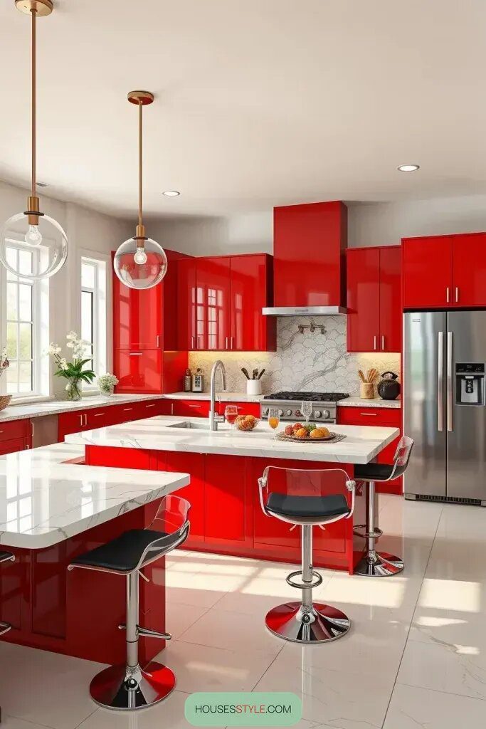 Bold Red Cabinetry with a Personal Touch