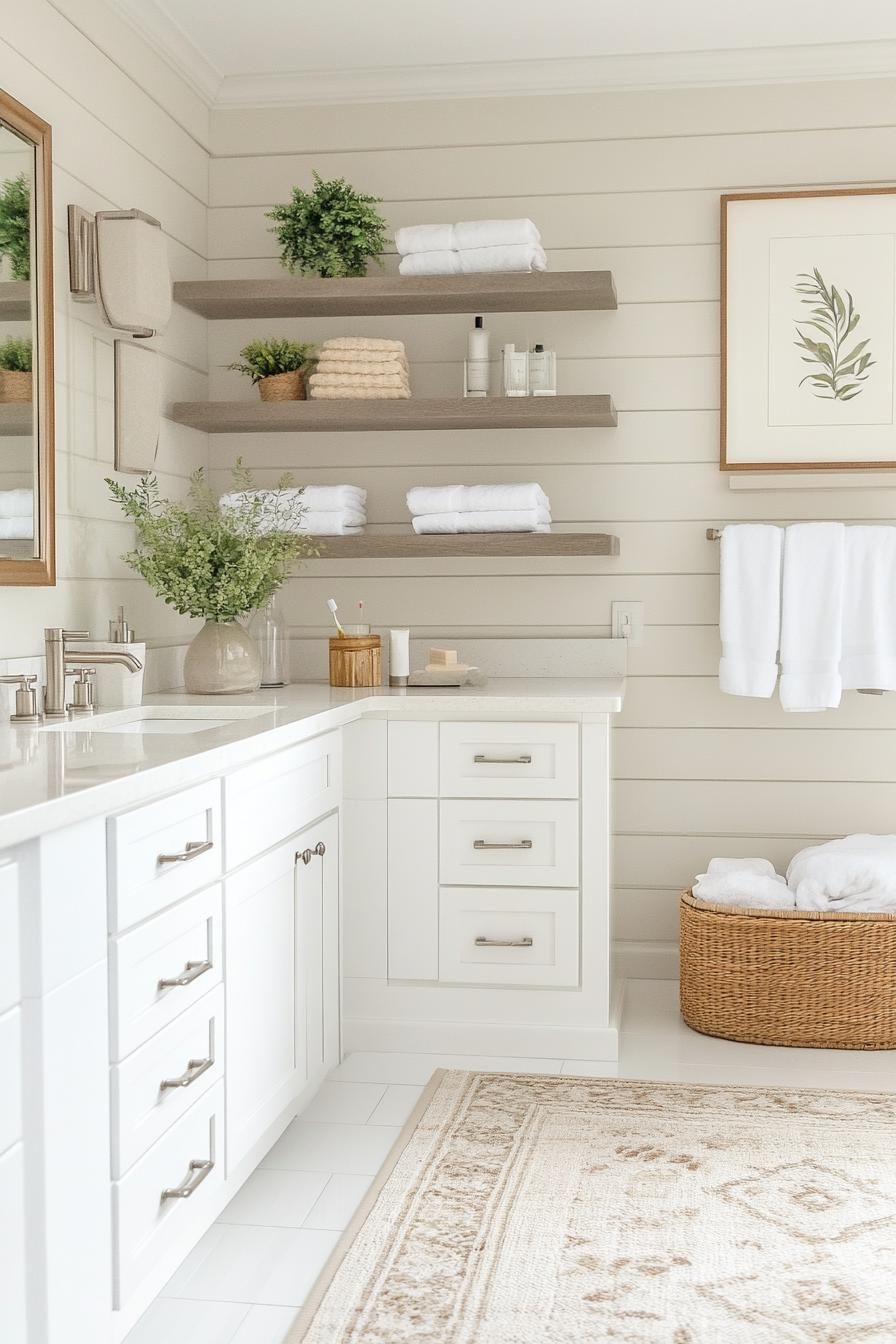 11. Wood and White Bathroom Pairings