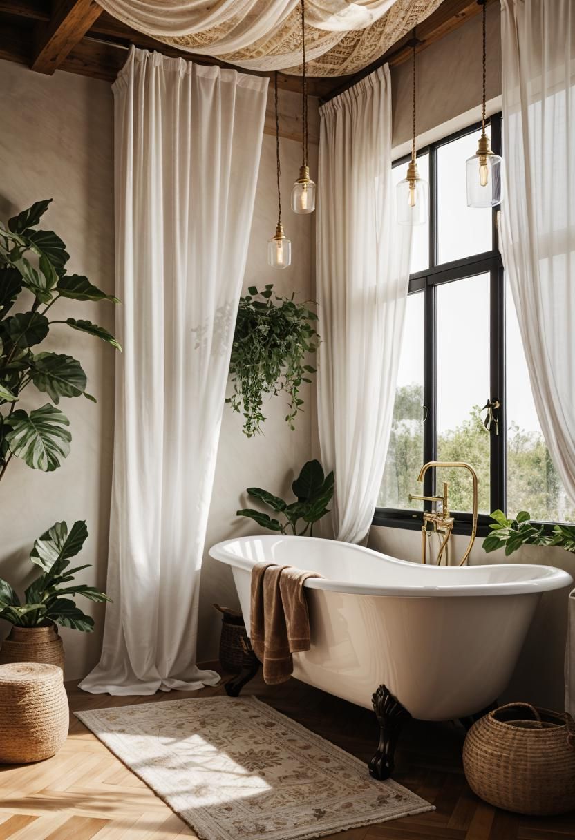 19. Canopy Decor Ideas for Boho Bathtubs - photo 2